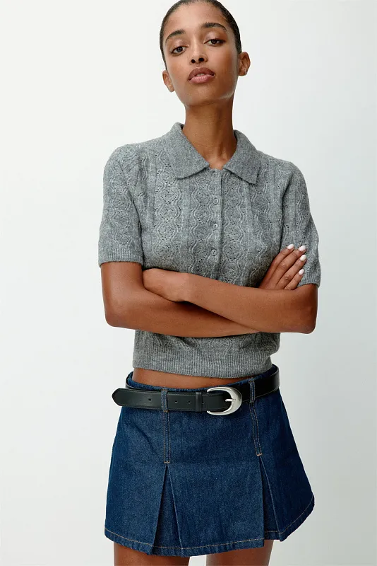 Джемпер-поло ажурной вязки H&M Джемпер-поло ажурной вязки H&M