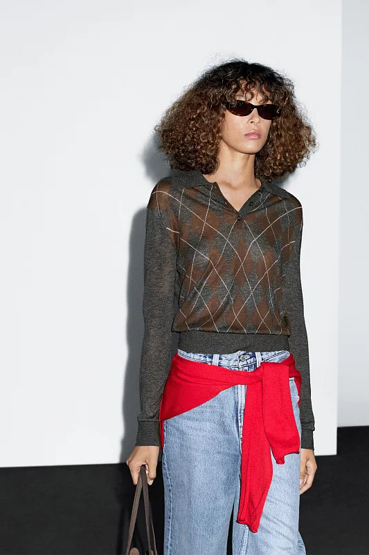 Джемпер-поло из шерсти и шелка MASSIMO DUTTI Джемпер-поло из шерсти и шелка MASSIMO DUTTI