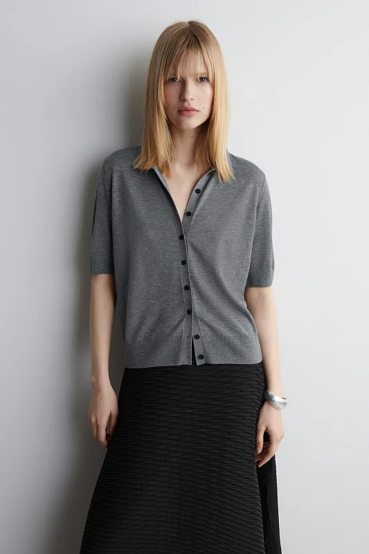 Кардиган-поло из мериносовой шерсти Кардиган-поло из мериносовой шерсти