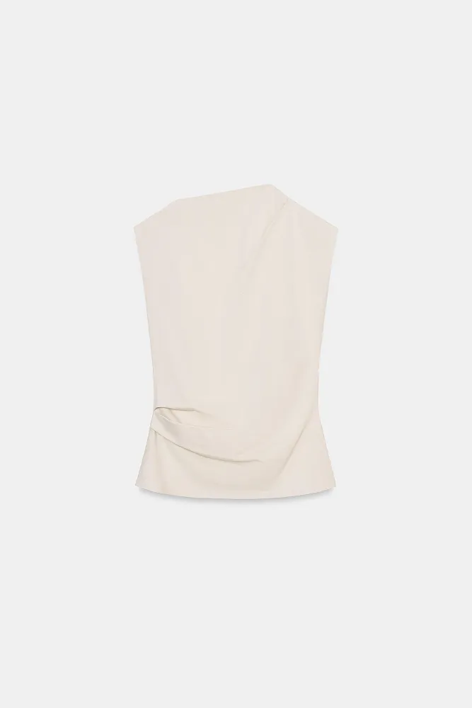 Хлопковый топ с драпировкой ZARA