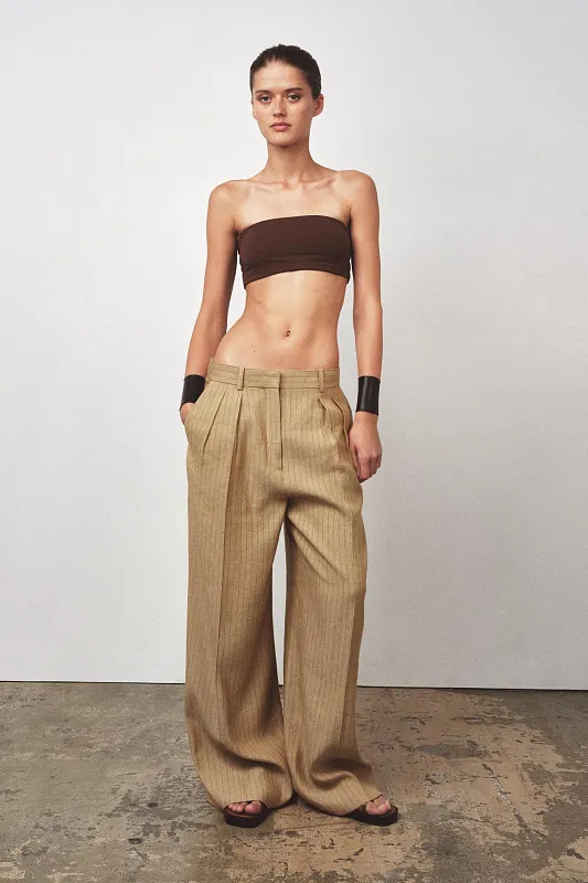 Брюки из льняной смеси с защипами