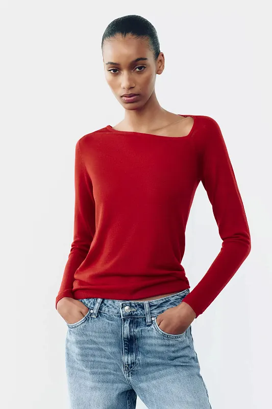 Лонгслив из тонкой шерсти и шелка