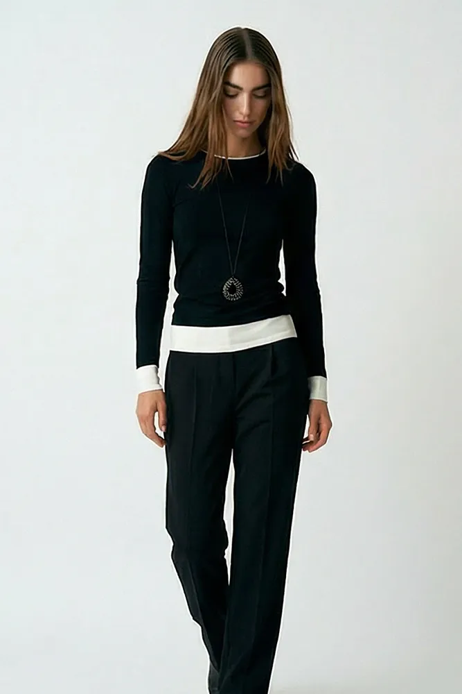 Лонгслив с двойным контрастом ZARA