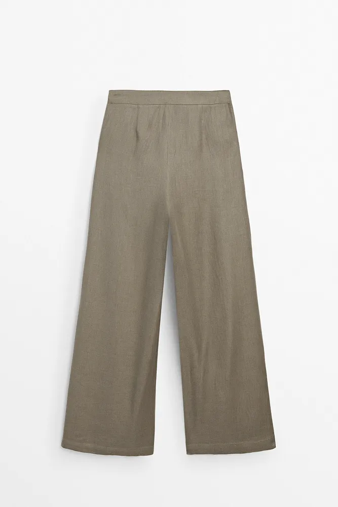 Льняные брюки с двойными защипами MASSIMO DUTTI