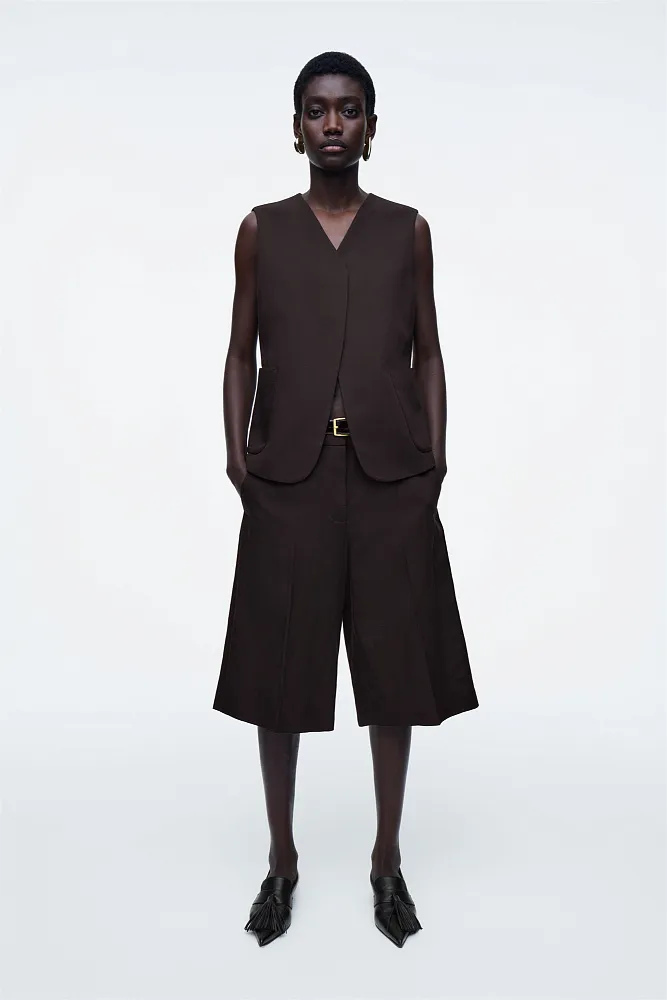 Жилет из льняной смеси с запахом COS