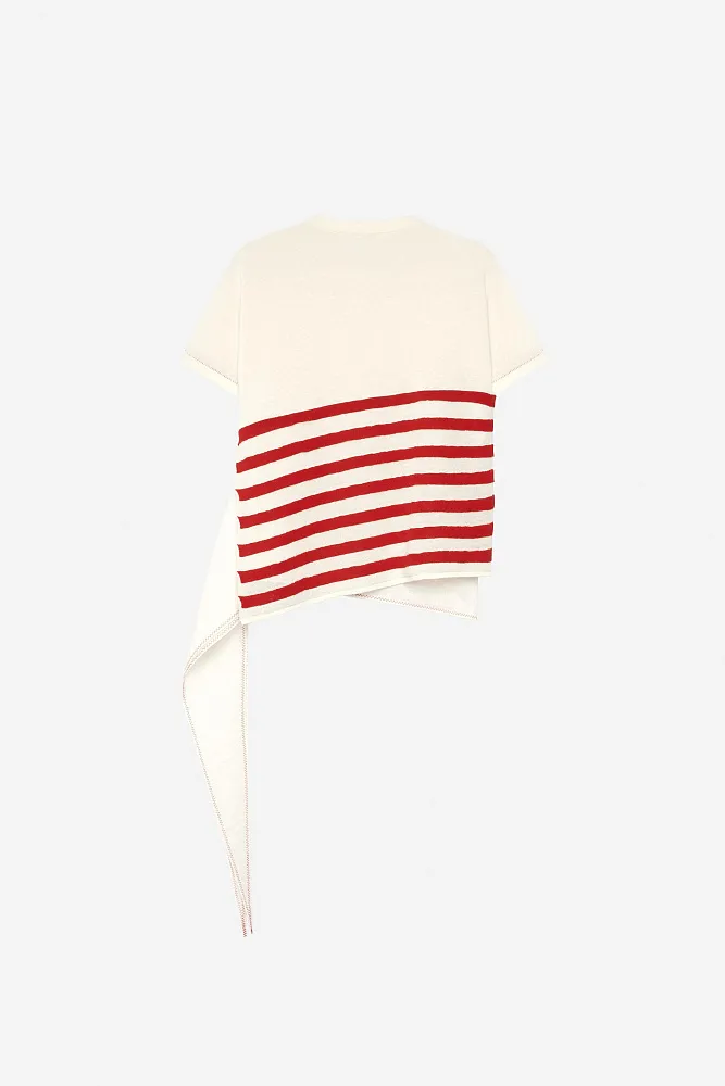 Асимметричный вязаный топ в полоску ZARA