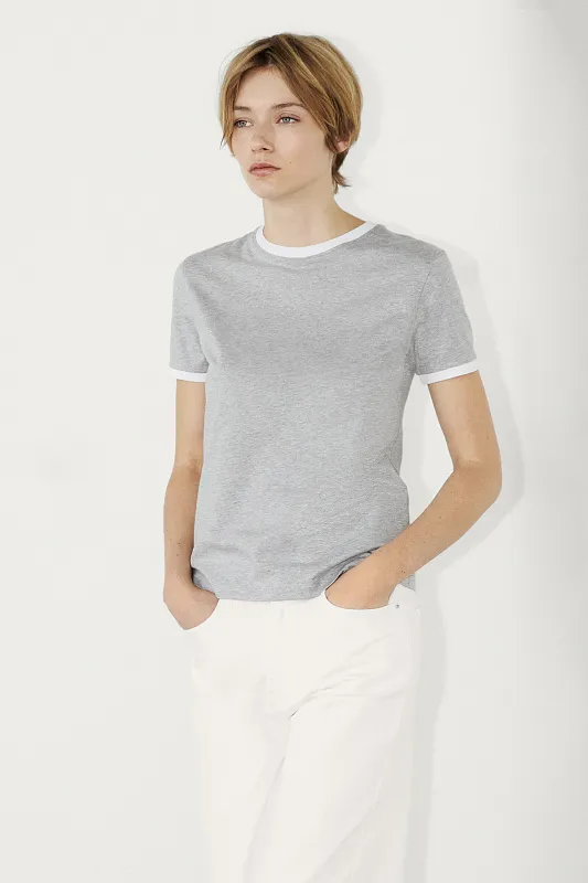 Футболка с контрастными деталями MASSIMO DUTTI Футболка с контрастными деталями MASSIMO DUTTI