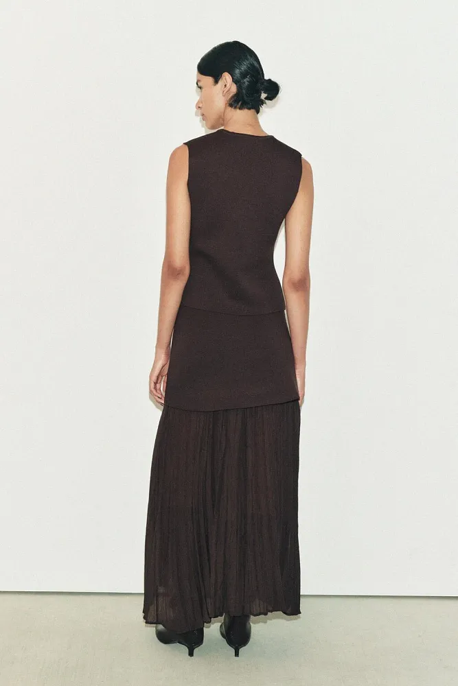 Комбинированная трикотажная юбка с плиссировкой ZARA