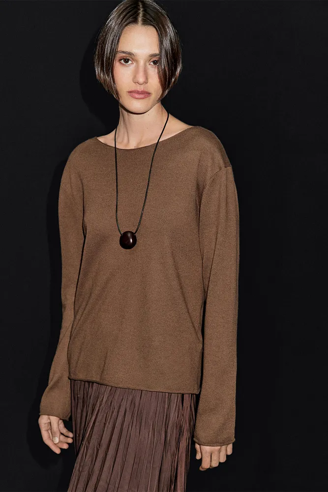 Джемпер из смесовой шерсти с вырезом "лодочка" MASSIMO DUTTI