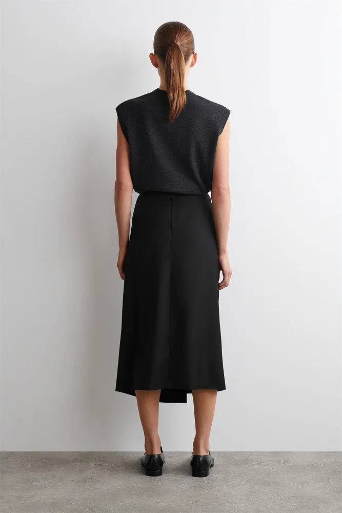 Шерстяная юбка миди с запахом COS