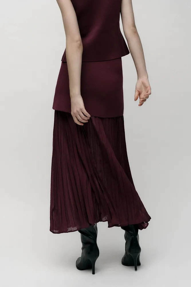 Комбинированная трикотажная юбка с плиссировкой ZARA