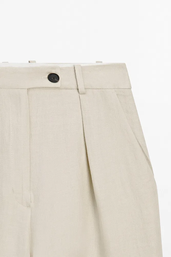 Костюмные брюки из льна MASSIMO DUTTI