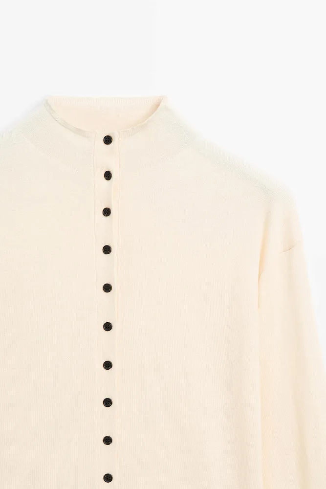 Шерстяной кардиган с воротником-стойкой MASSIMO DUTTI