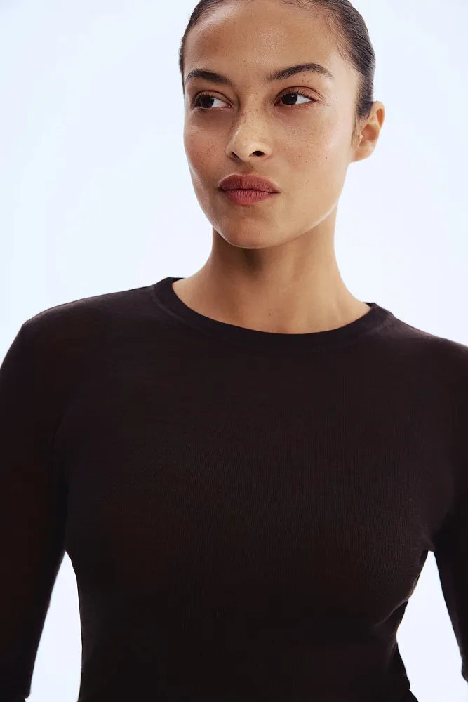 Лонгслив из тонкой шерсти H&M