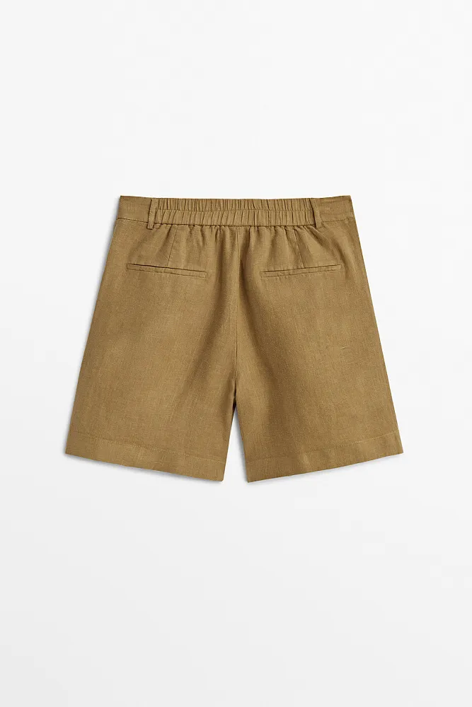 Льняные шорты с защипами MASSIMO DUTTI