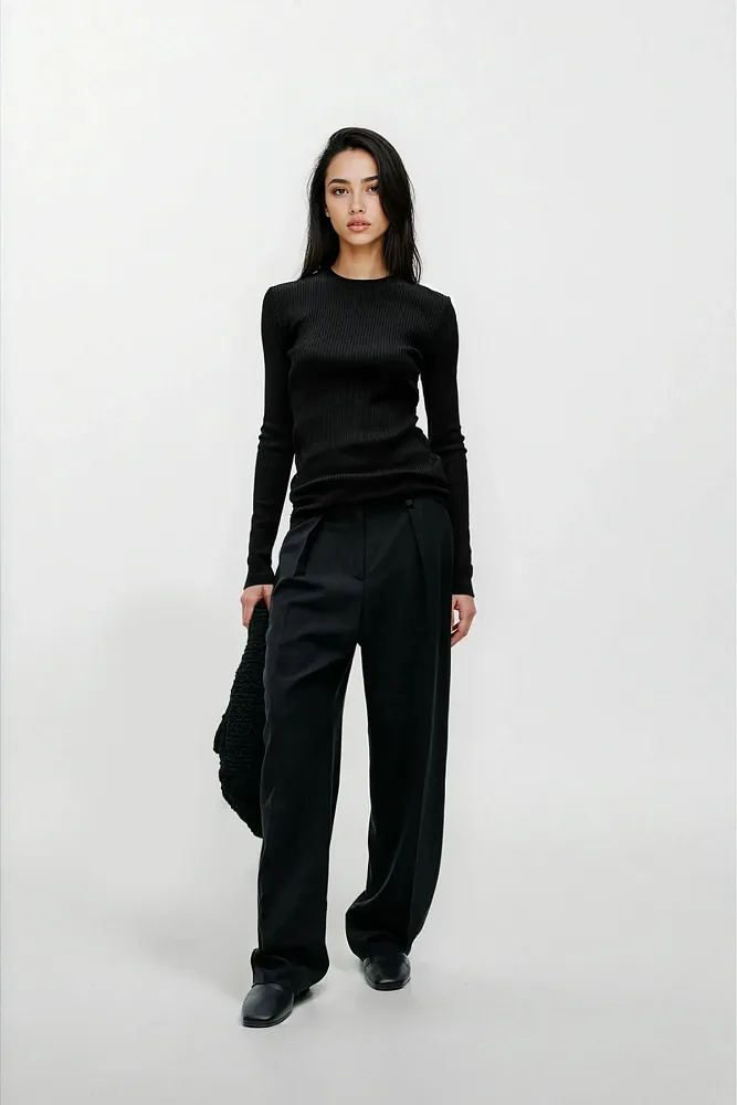 Хлопковый лонгслив в рубчик ARKET