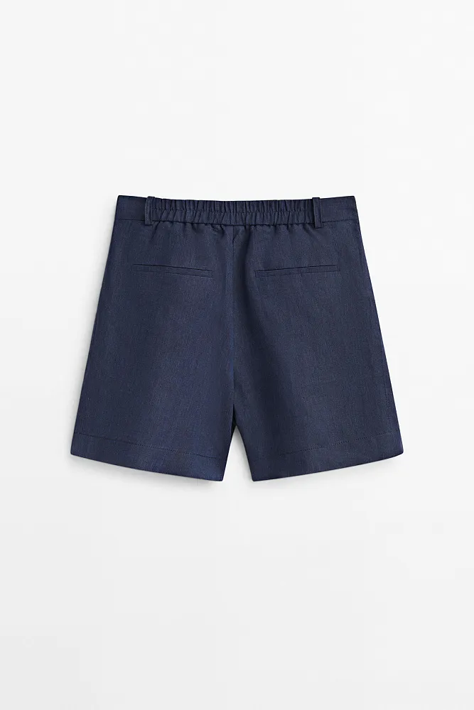 Льняные шорты с защипами MASSIMO DUTTI