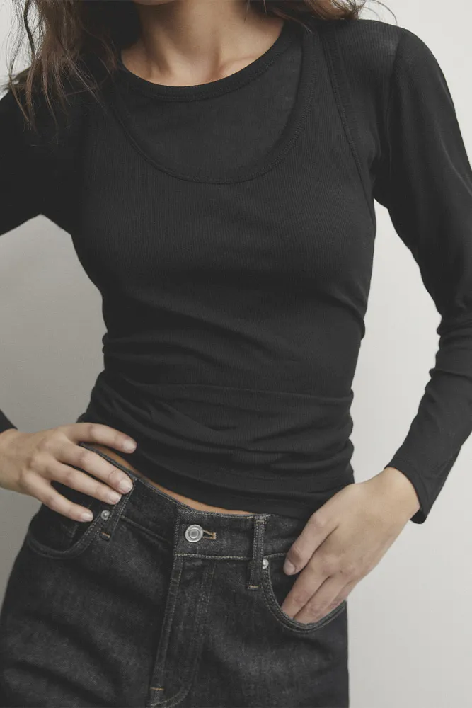 Лонгслив в рубчик MASSIMO DUTTI