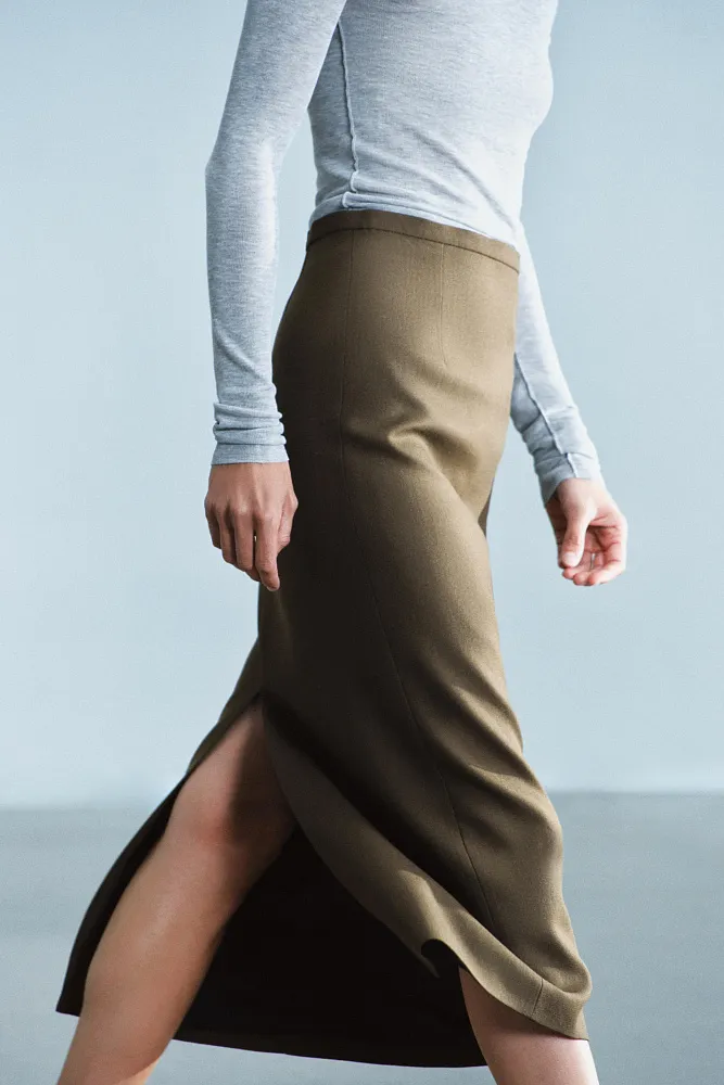 Прямая юбка из 100% шерсти ZARA