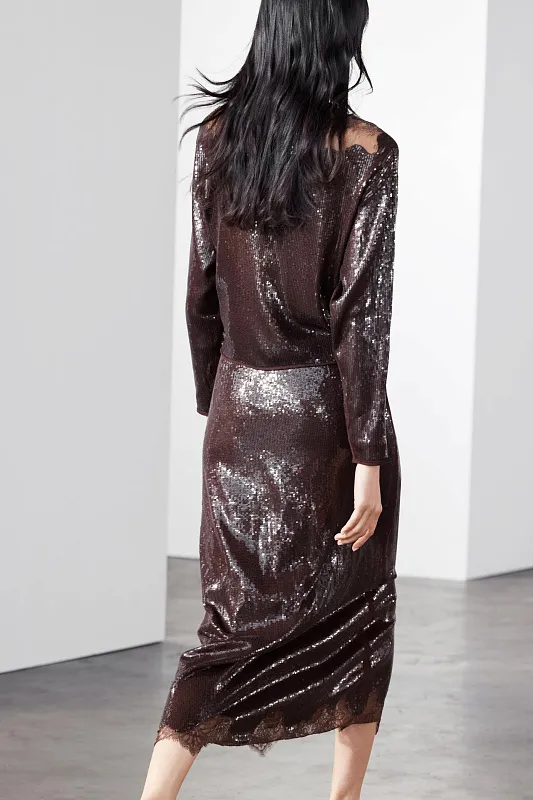 Топ с кружевом и пайетками ZARA   Топ с кружевом и пайетками ZARA