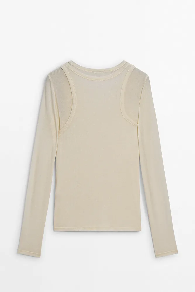 Лонгслив в рубчик MASSIMO DUTTI