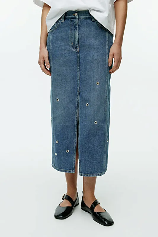 Джинсовая юбка с люверсами ARKET   Джинсовая юбка с люверсами ARKET