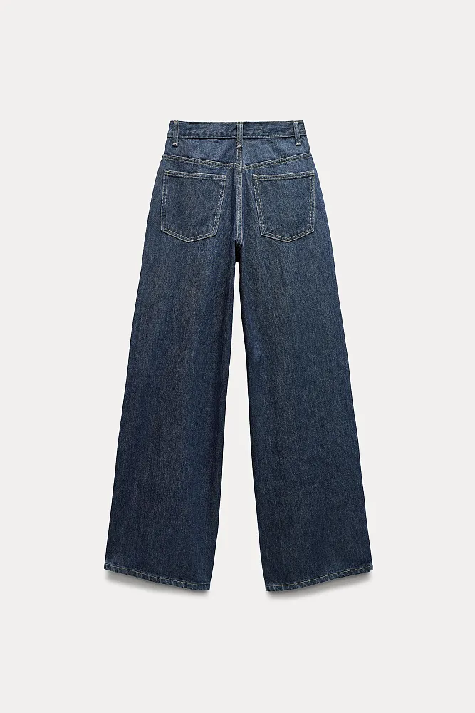 Широкие джинсы TRF с асимметричной молнией ZARA