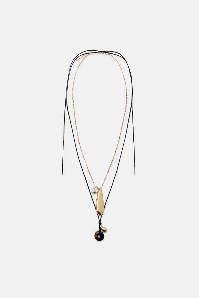 Набор из 2 ожерелий с подвесками в форме капель ZARA