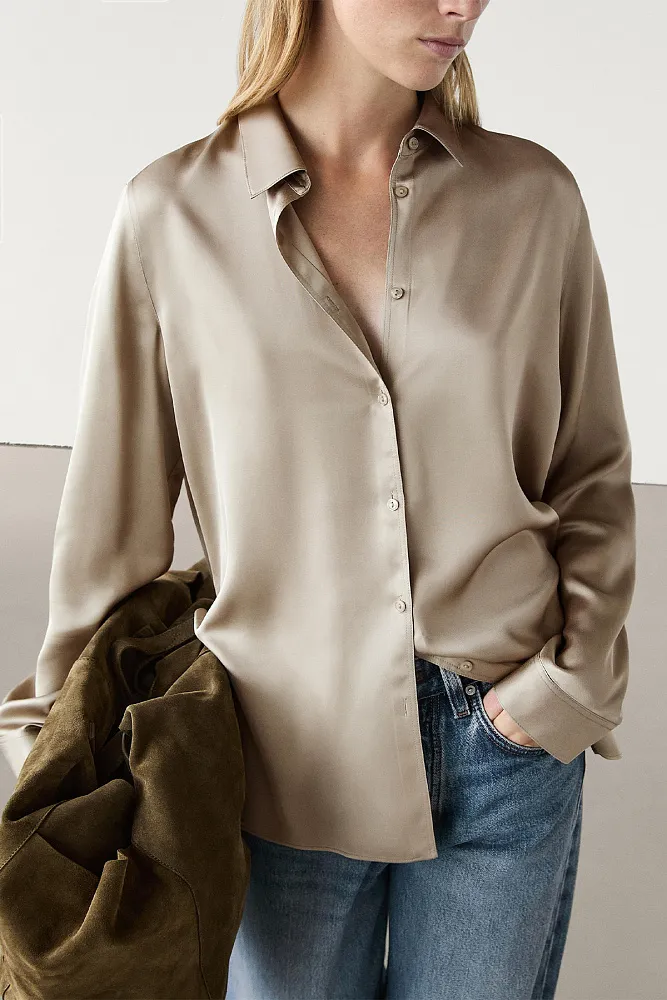 Атласная блуза MASSIMO DUTTI