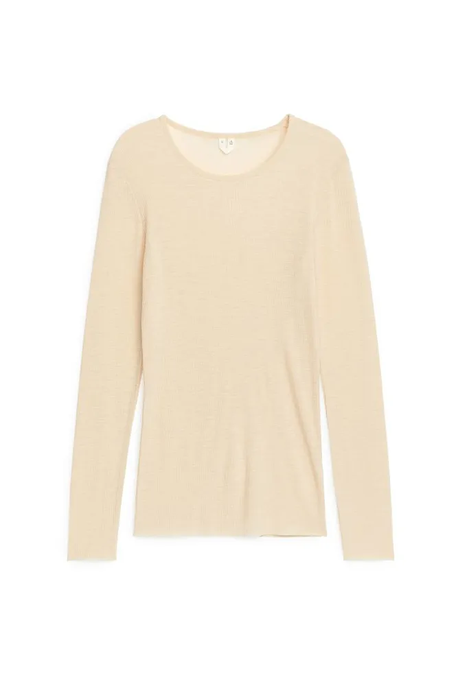 Шерстяной лонгслив в рубчик ARKET