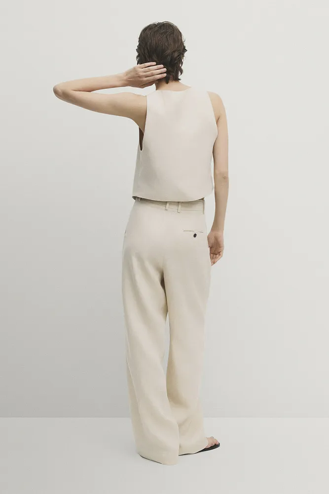 Костюмный жилет из льна MASSIMO DUTTI