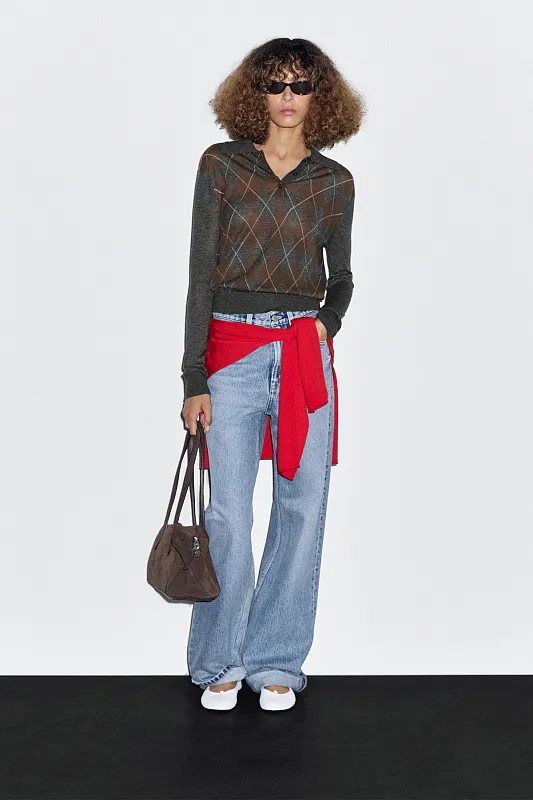 Джемпер-поло из шерсти и шелка Джемпер-поло из шерсти и шелка