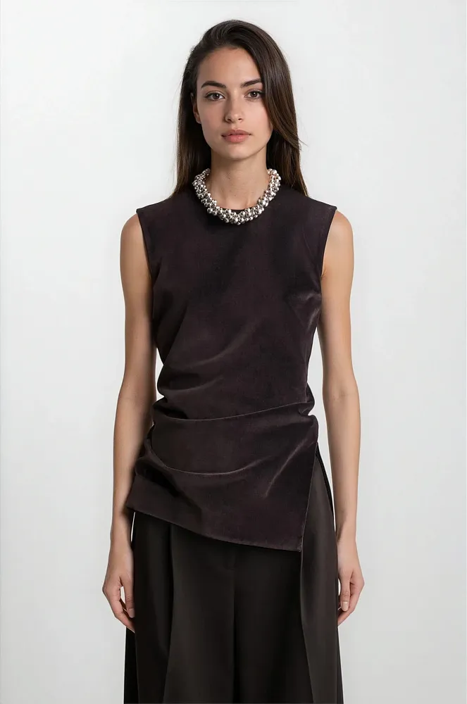 Асимметричный бархатный топ