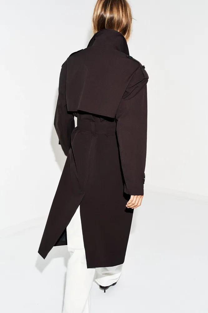 Длинный водоотталкивающий ветрозащитный тренч с поясом ZARA