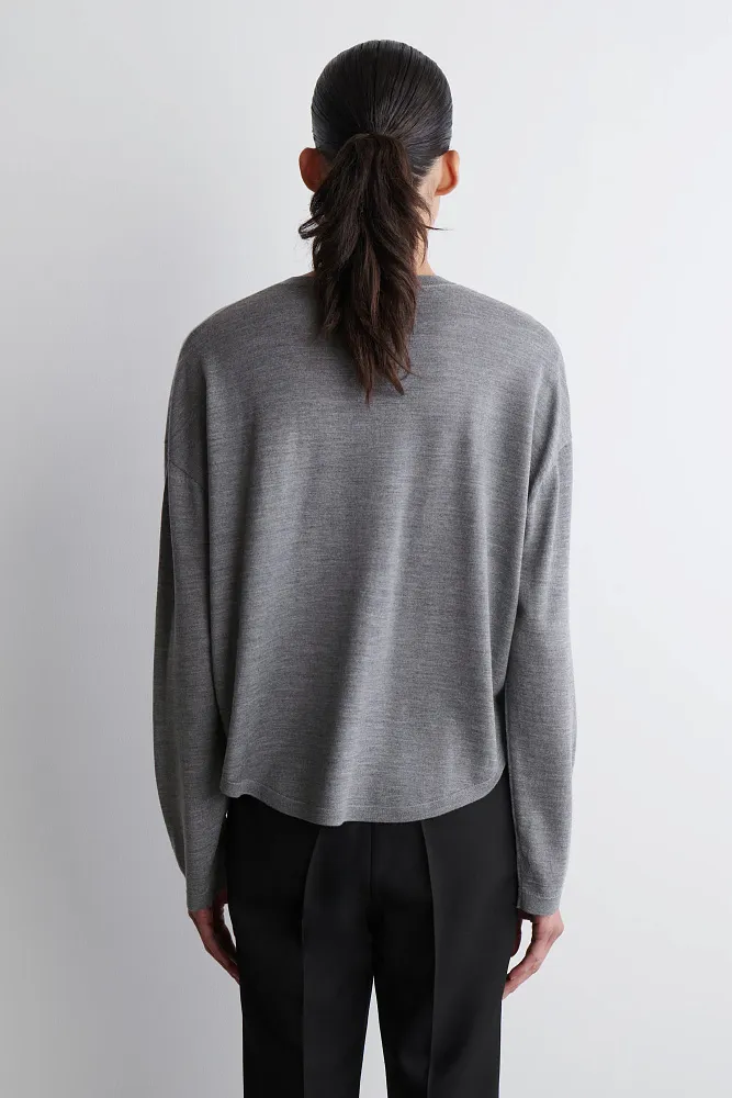 Кардиган из шерсти мериноса с закругленным кроем COS