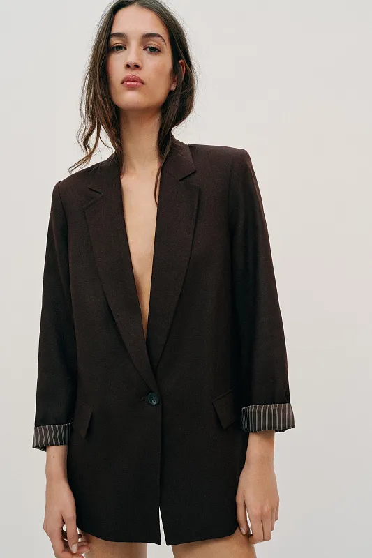 Пиджак из льняной смеси с закатанными рукавами ZARA Пиджак из льняной смеси с закатанными рукавами ZARA