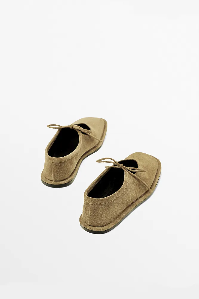 Замшевые балетки MASSIMO DUTTI