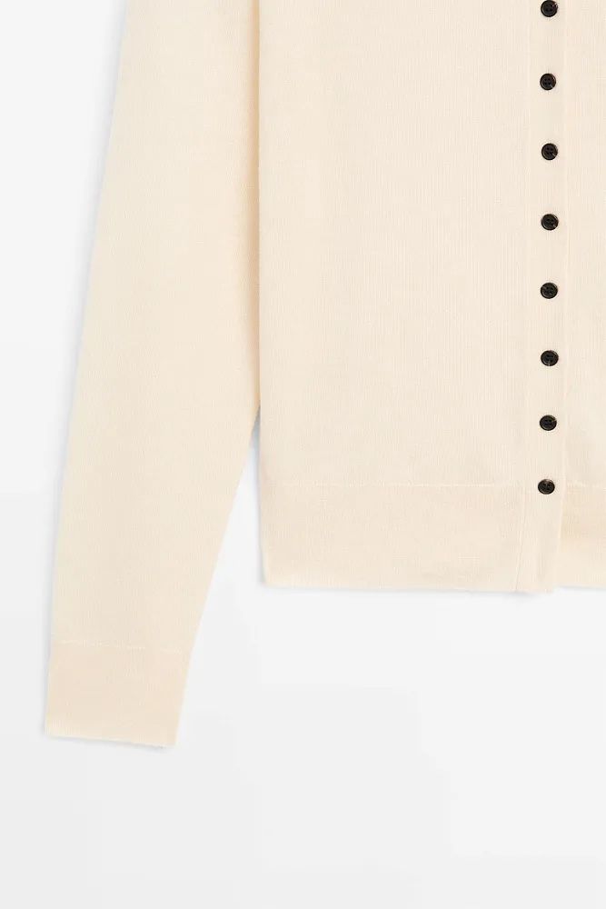 Шерстяной кардиган с воротником-стойкой MASSIMO DUTTI