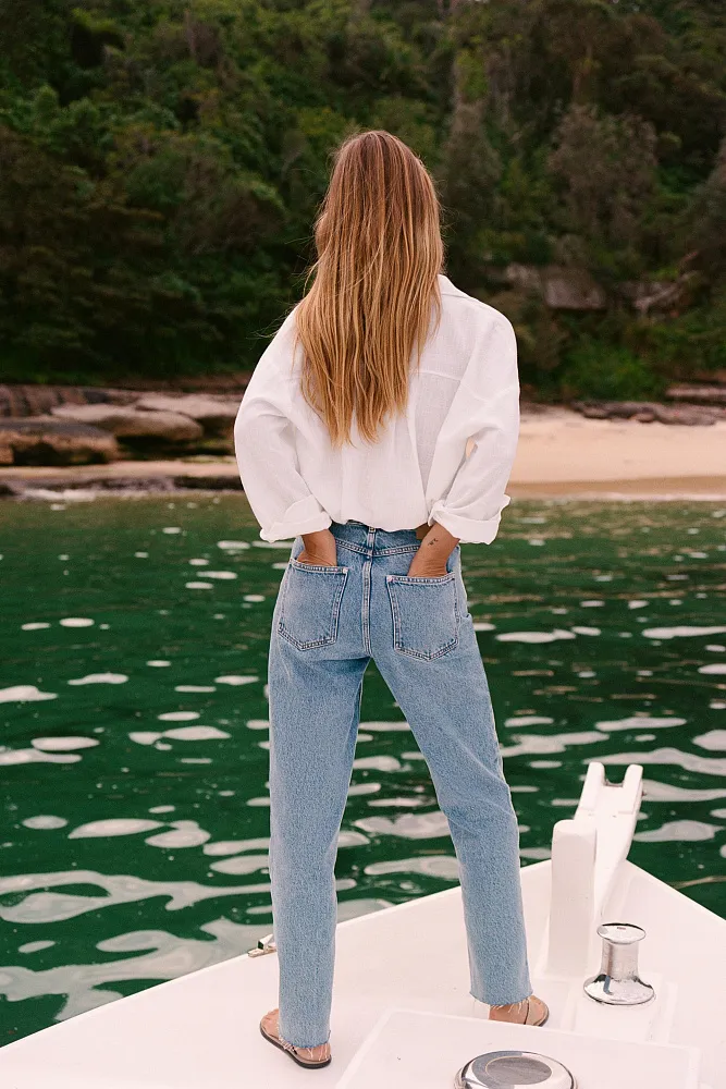 Прямые джинсы с высокой посадкой ZARA