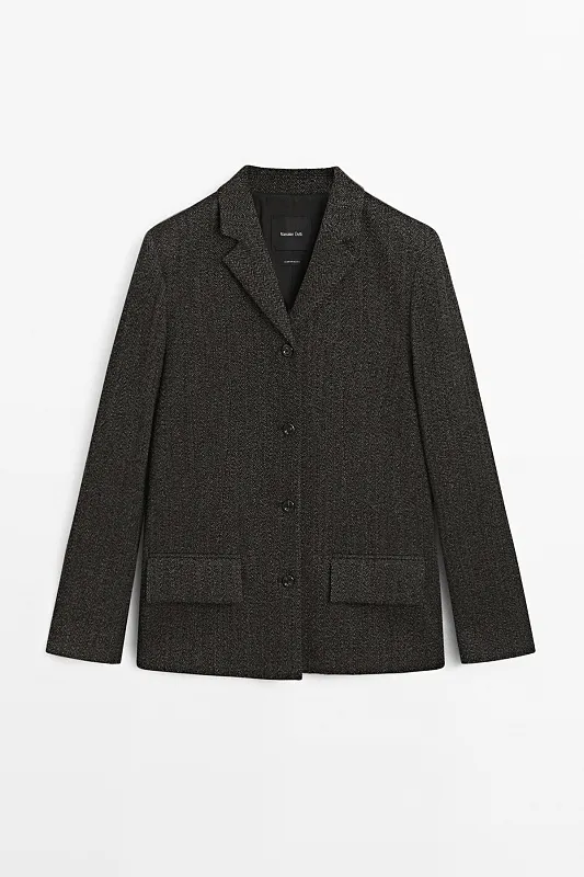 Шерстяной пиджак в елочку MASSIMO DUTTI Шерстяной пиджак в елочку MASSIMO DUTTI