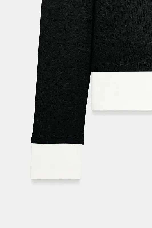 Лонгслив с двойным контрастом ZARA Лонгслив с двойным контрастом ZARA
