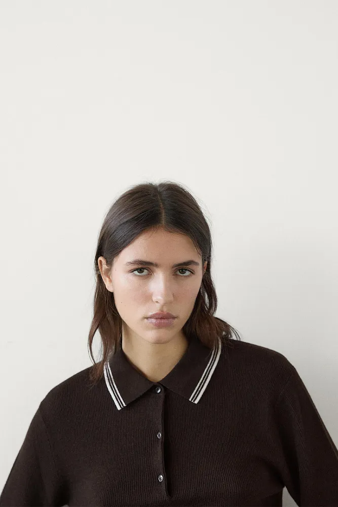 Джемпер-поло с контрастными деталями MASSIMO DUTTI