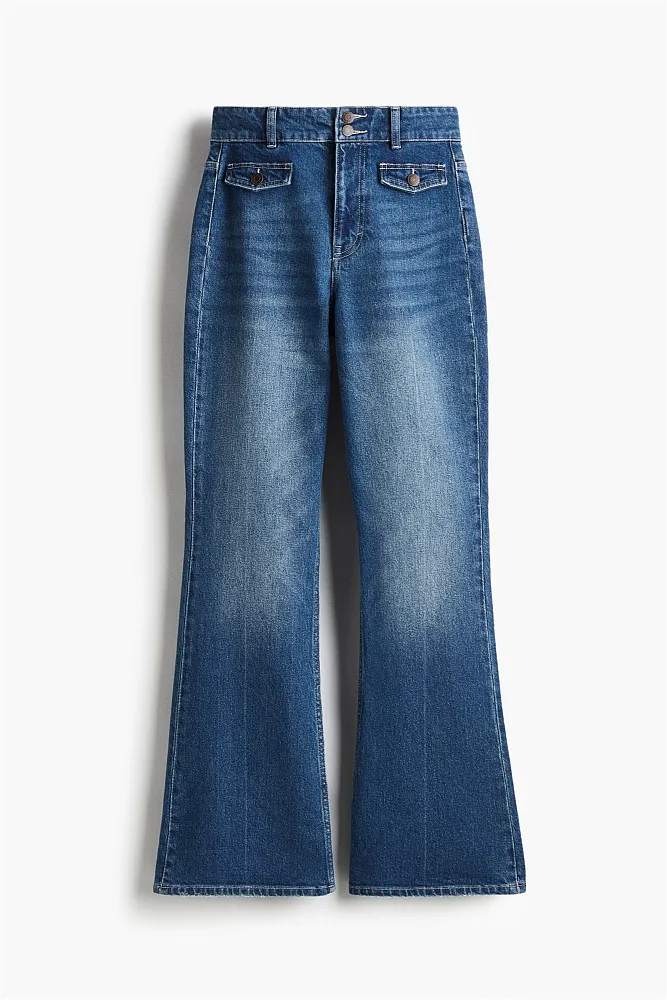 Расклешенные джинсы с высокой посадкой H&M