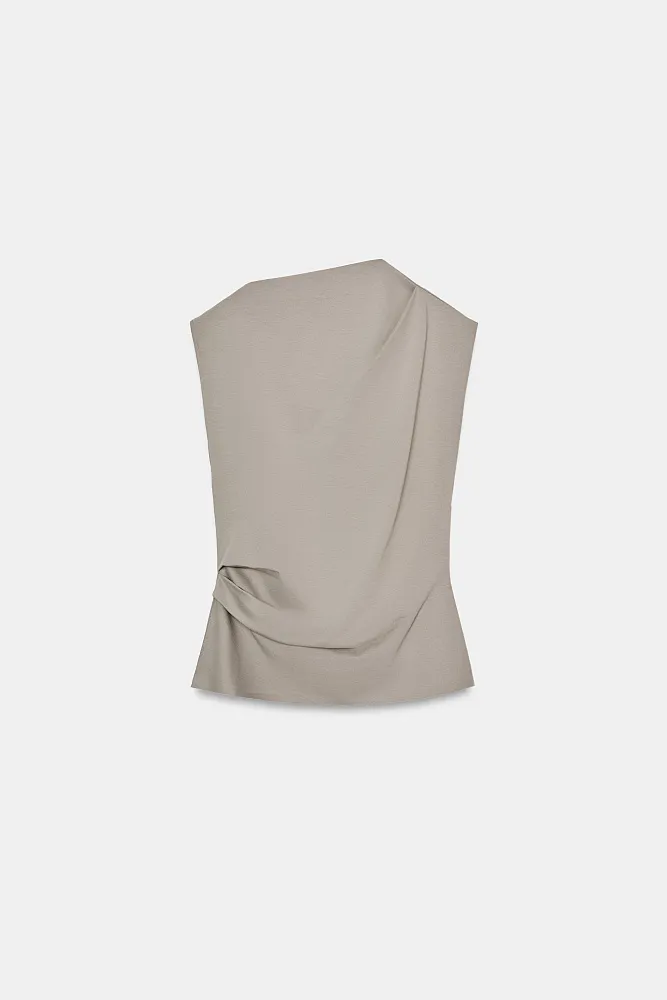 Хлопковый топ с драпировкой ZARA