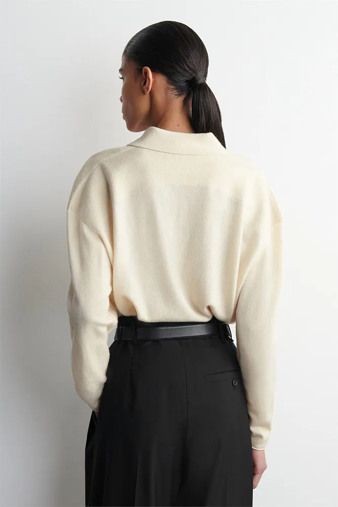 Рубашка-поло из шерсти мериноса и яка на молнии COS