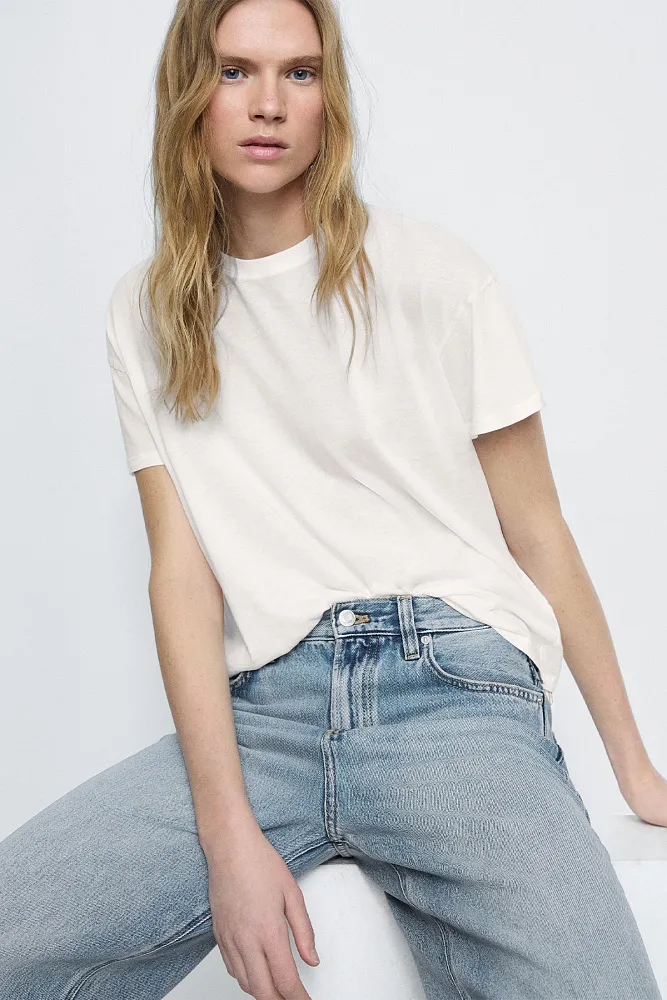 Широкие джинсы с высокой посадкой MASSIMO DUTTI