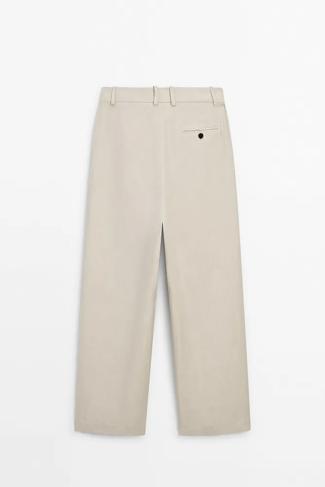 Костюмные брюки из льна MASSIMO DUTTI