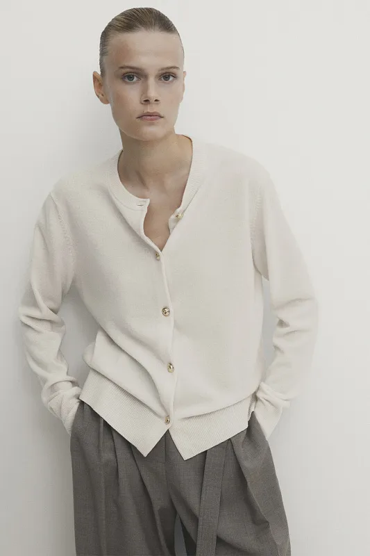 Кардиган из смесовой шерсти MASSIMO DUTTI Кардиган из смесовой шерсти MASSIMO DUTTI