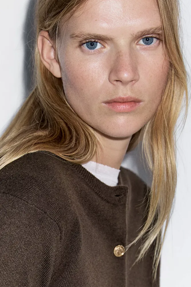 Кардиган из чистой шерсти с золотистыми пуговицами MASSIMO DUTTI