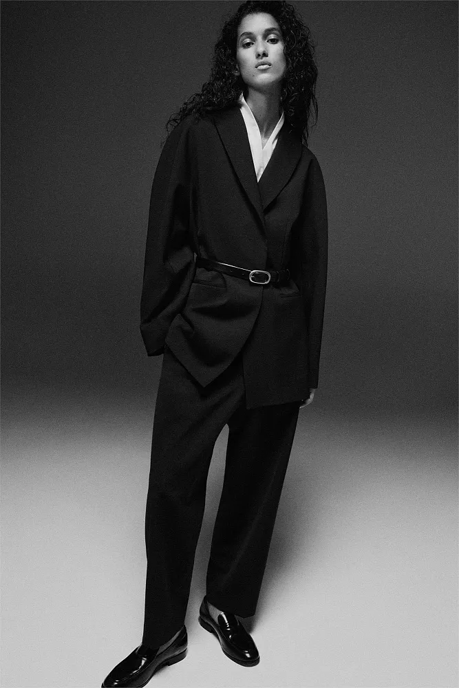 Брюки из шерсти с бочкообразными штанинами COS